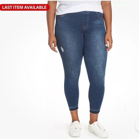 SPANX Distressed Ankle Skinny Jeans Medium Wash size Large - Picture 1 of 10